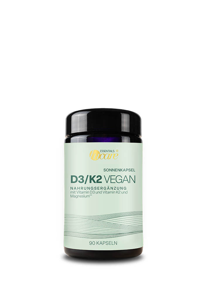 hu'care D3/K2 VEGAN 4.000 I.E. 90 Kapseln – Packshot