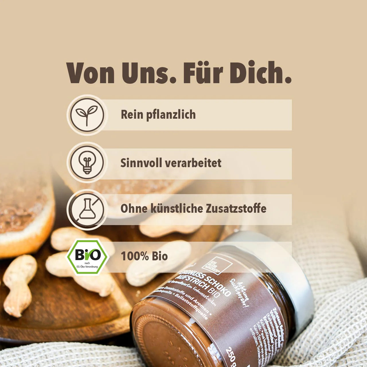 Erdnuss Schoko Aufstrich Bio, 250g