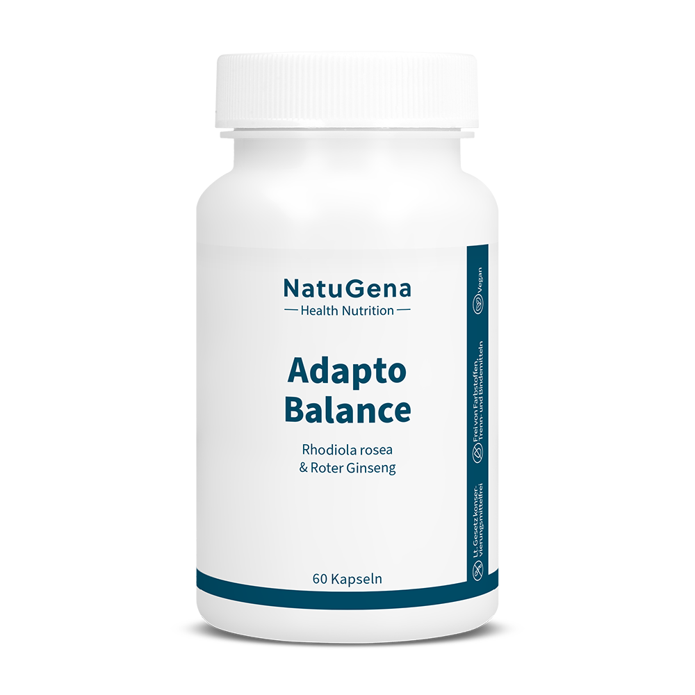 NatuGena AdaptoBalance – Rhodiola rosea & Roter Ginseng (60 Kapseln) – Packshot
