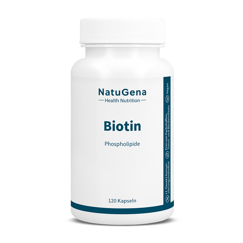 NatuGena Biotin – bioaktives D-Biotin & Lecithin (120 Kapseln) – Packshot