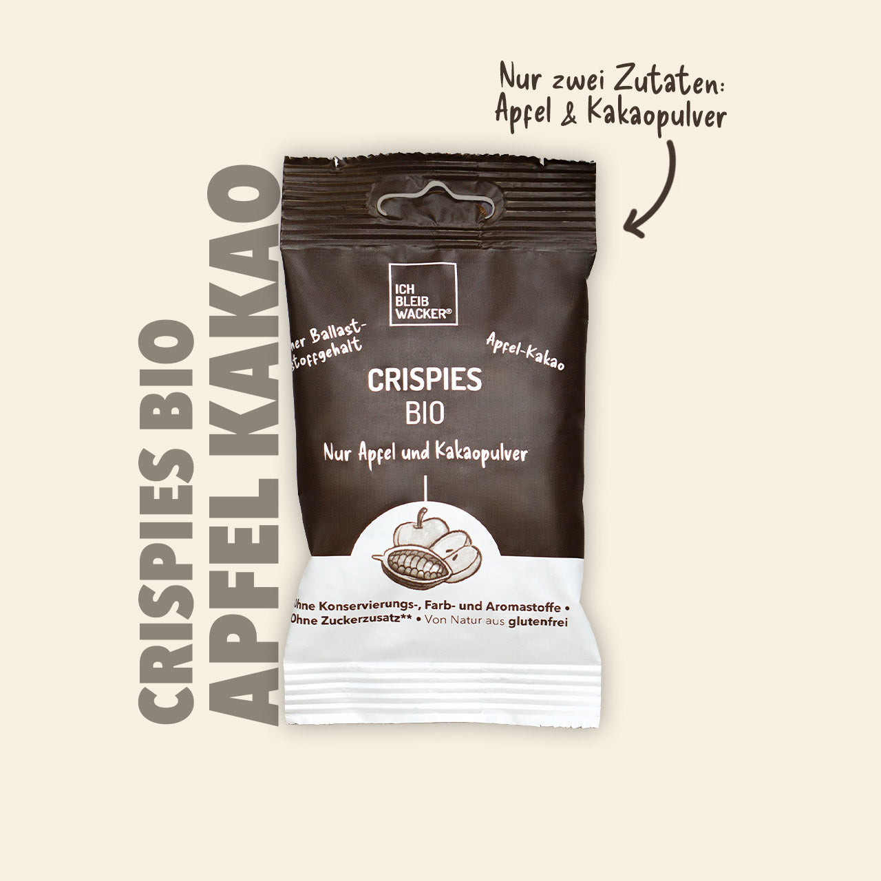 Crispies Apfel-Kakao Bio, 12g – Packshot