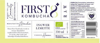 Raw Kombucha Ingwer Limette – Etikett