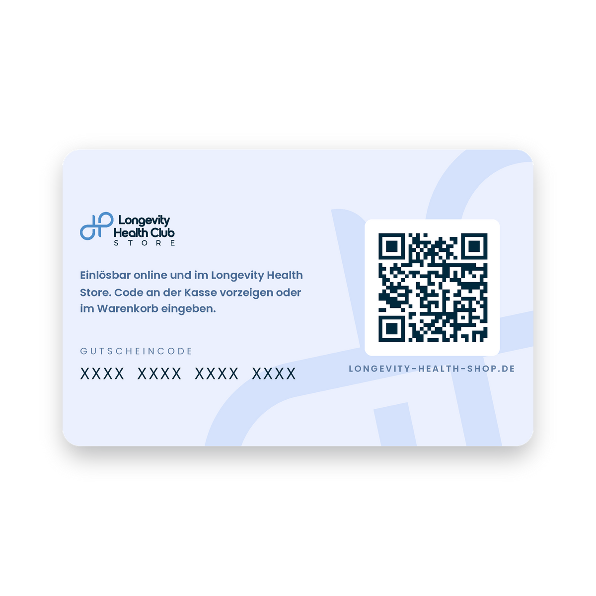 Rückseite der Geschenkgutschein-Karte mit QR-Code und Gutscheincode