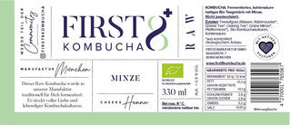 Raw Kombucha Minze – Etikett