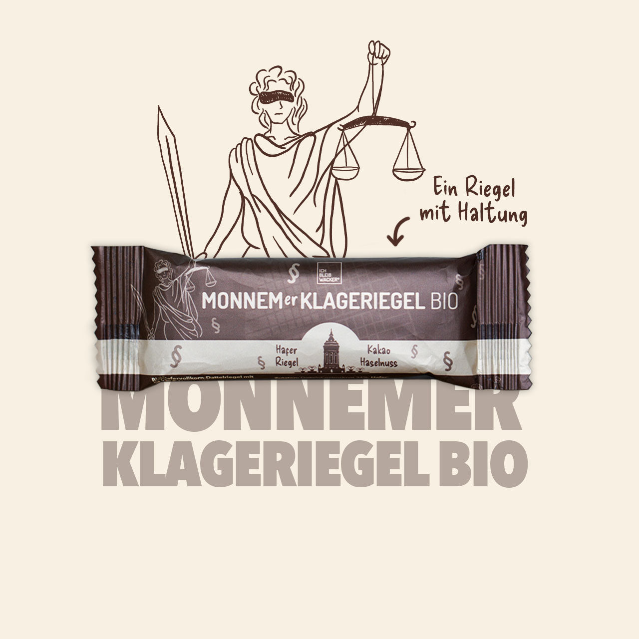 Monnemer Klageriegel Kakao-Haselnuss Bio, 40g – Packshot