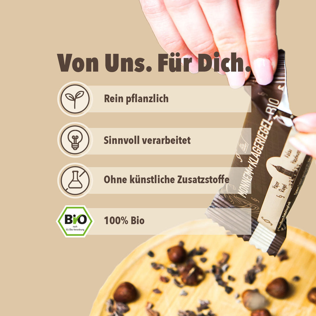 Monnemer Klageriegel Kakao-Haselnuss Bio, 40g – Bild 4