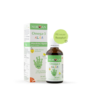 NORSAN Omega-3 ALGA (Omega-3 Öl für Kinder, vegan) – Packshot
